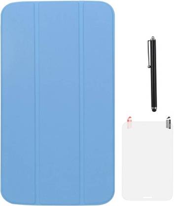 DMG Premium Tri Fold Translucent Flip Cover for Samsung Galaxy Tab 3 T310 8 Inch, Matte Screen Guard, Stylus Accessory Combo