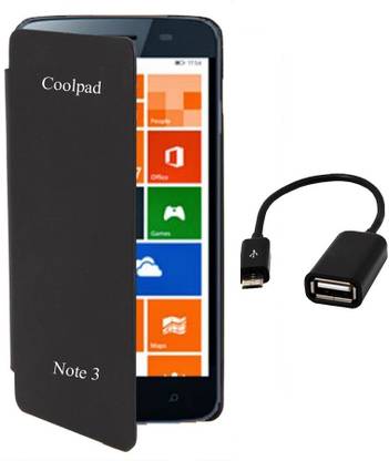 Coverage Flip Cover & OTG Cable for Coolpad Note3 Accessory Combo
