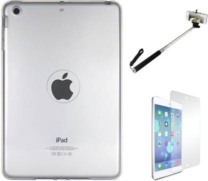 DMG Ultra Thin Crystal Clear Slim TPU Back Cover for Apple iPad Air / iPad 5 , Matte Screen and Selfie Stand Stick Accessory Combo