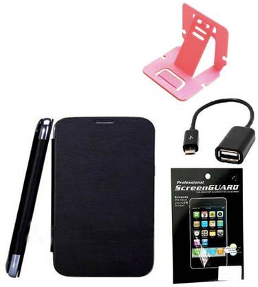 Casesia Flip Case Cover Pouch for Nokia Lumia 625(Black), Matte Screen Guard, OTG Cable Accessory Combo