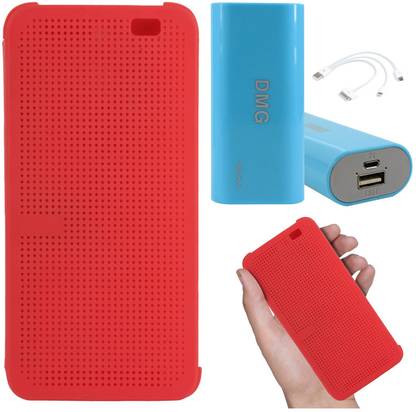 DMG Dot View Interactive Flip Cover Case for HTC One E8 ,3600 mAh Power Bank Accessory Combo