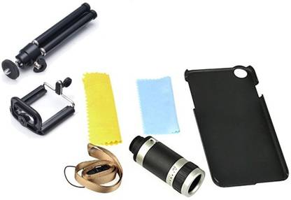 USP 8X Telescope Lens with Back Cover and Universal Mobile Tripod for Apple iPhone 5 & 5S Accessory Combo