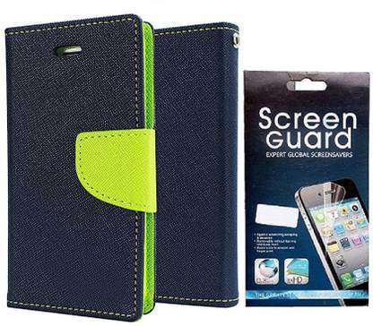 Coverage Coverage Flip cover with Screen Guard for MICROMAX YU Yureka AO5510 Blue:Green Accessory Combo