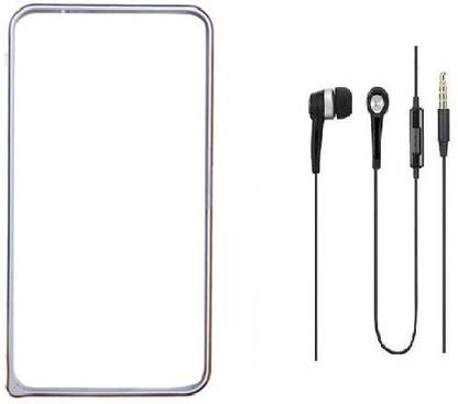 Metly Bumper case for Micromax Yu Yureka Q5510 color Silver with Handsfree Black Accessory Combo