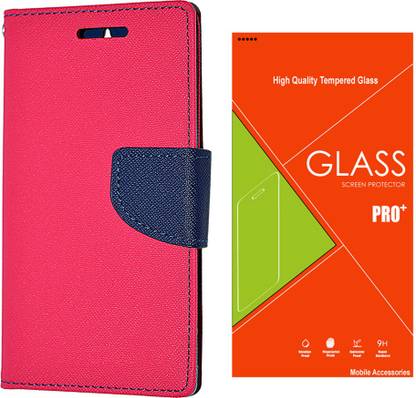 G4U Premium Flip Cover For Xiaomi Mi 4i (Murc-Pink-5303 ) Accessory Combo