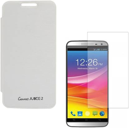 DMG Premium Flip Case for Micromax Canvas Juice 2 AQ5001 , Matte Screen Accessory Combo