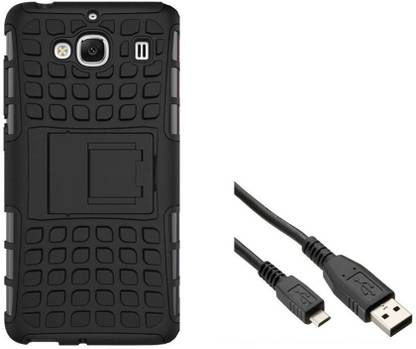 CHEVRON Hybrid Military Grade Armor Kick Stand Shock Proof Case for Xiaomi Redmi 2 with Data Cable Accessory Combo