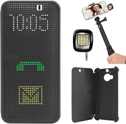 DMG Dot View Interactive Flip Cover Case for HTC One M9 Plus ,3.5mm Continuous LED Spotlight Flash Accessory Combo