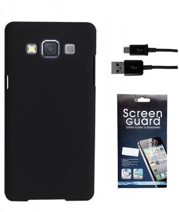 Coverage Coverage Back Cover + Screen Protector + Data Cable For Samsung Galaxy A3 - Black Accessory Combo