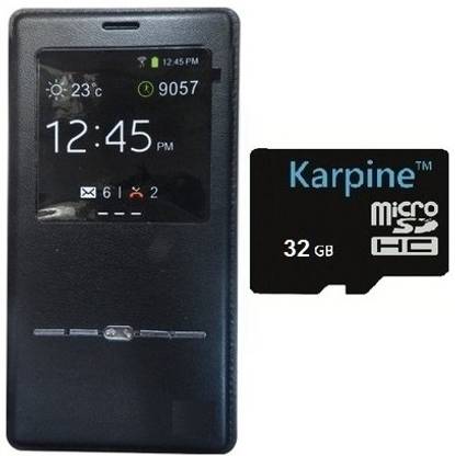Karpine Xiaomi Redmi Note 4G Flip Cover Magic Buttons & 32GB Micro SD Accessory Combo