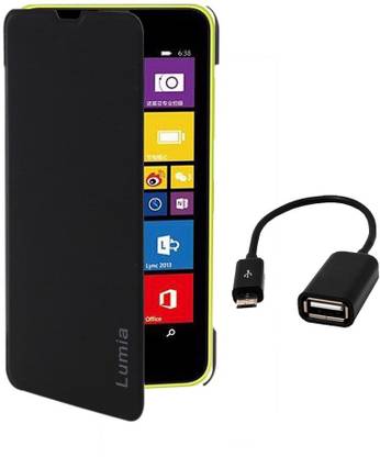 RDcase RDcase Flip Cover + OTG Cable For Microsoft Lumia 540 Black Accessory Combo