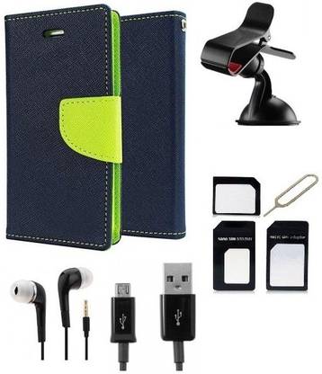 Edge Plus Samsung Galaxy S6 Edge Wallet Case,Mobile Stand,Sim Card Adapter ,Data Cable And Earphones Accessory Combo