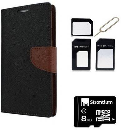 Edge Plus Wallet Case::Strontium Micro Sd Card::Sim Card Adapter For Samsung Galaxy S6 Edge Accessory Combo