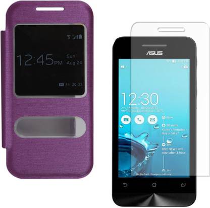 DMG Smart View Flip Cover Case for Asus Zenfone 4 A450CG , Matte Screen Accessory Combo