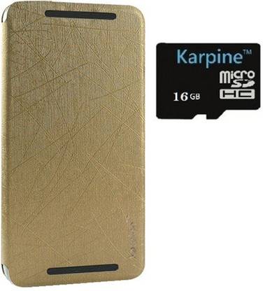 Karpine Moto X Play Flip Case Gold & 16 GB MicroSD Card Accessory Combo