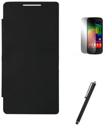 Axes Flip Case Cover for Karbonn A16+ Screen Guard Set122 Accessory Combo