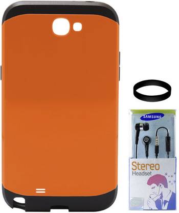 DMG Slim Armor Case for Samsung Galaxy Note 2 Note II N7100 with Box Packed Black Earphones and DMG Wristband Accessory Combo