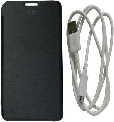 Amaze Mobile Flip Cover with Data Cable for Micromax Yu Yureka -AO5510 Accessory Combo