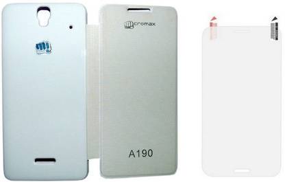 IEI Flip Cover Case For Micromax Canvas Hd Plus A190 With Screenguard- Accessory Combo