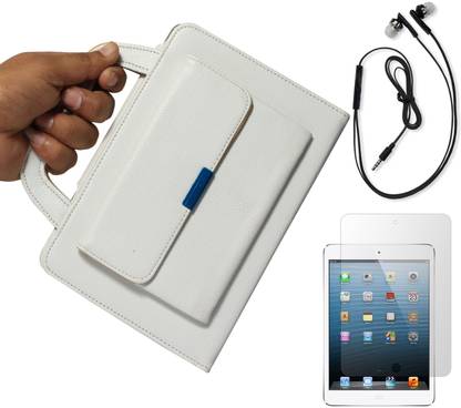 DMG Premium Briefcase Style Protective Leather Bag Case for Apple iPad Mini /Mini 2+Black Earphones + Matte Screen Accessory Combo