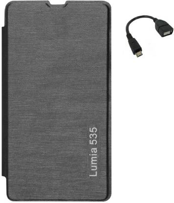 YGS Microsoft Lumia 535 Flip Cover with Micro OTG Accessory Combo