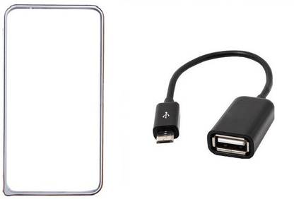 Metly Bumper case for Samsung Galaxy S4 Mini color Silver with OTG Cable Accessory Combo