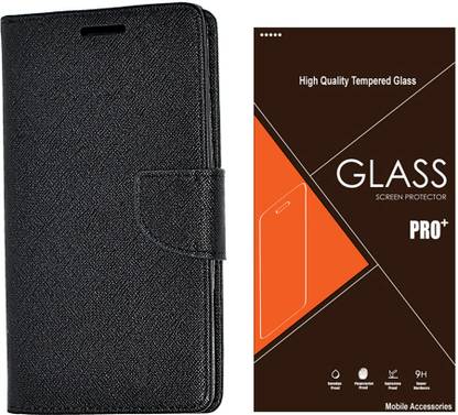 Easy2Sync Premium Flip Cover For OnePlus One (Murc-Black-7211 ) Accessory Combo