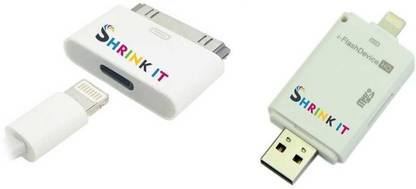 Shrink It 32 GB Expandable iFlash OTG Pendrive + Apple Lightening 8 pin to 30 Pin connector Accessory Combo