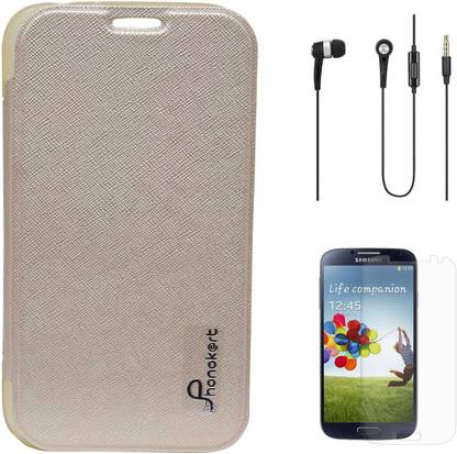 PHONOKART Cherry Flip Case For Samsung Galaxy S6 Edge, Tempered Glass And Headset Accessory Combo