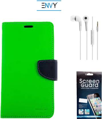 Envy Wallet Case for Motorola Moto E, Screen Guard and Head Phone Accessory Combo