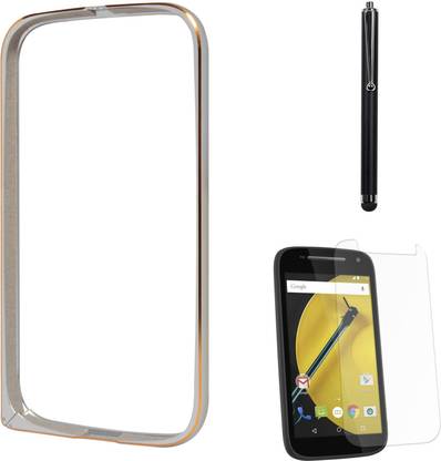 DMG Luxurious Aluminium Metal Bumper Case For Motorola Moto E 2nd Gen XT1505 , Matte Screen and Stylus Accessory Combo