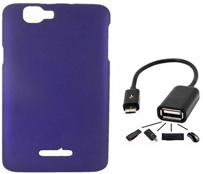 Tidel Back Cover With Otg Cable For Micromax Canvas 2 Colors A120 Accessory Combo