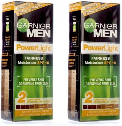 GARNIER Men Power Light Intensive Fairness Moisturizer SPF15 (Pack of 2)