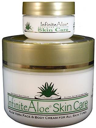 InfiniteAloe Infinite Aloe Skin Care Cream, Original Scent, 8 Jar ** (Plus a Bonus Travel Jar) **
