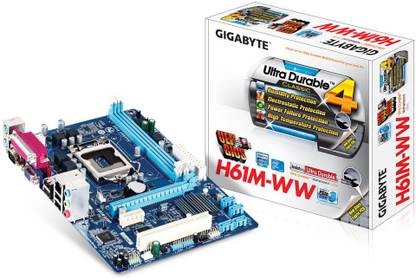GIGABYTE GA-H61M-WW with Parallel Port/Serial Port/PCI Slot LGA 1155Socket Micro-ATX Intel H61 (B3) Chipset DDR3 Motherboard for Desktop