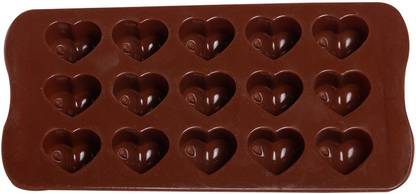 गसल Brown Hearts Silicone Chocolate कपकेक / मफिन मोल्ड 15 कप