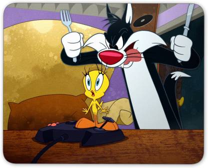 Digiclan Sylvester Eating Tweety Non Slip Base Mousepad