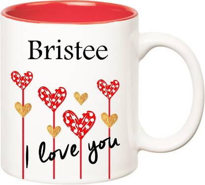 HUPPME I Love You Bristee Inner Red (350 ml) Ceramic Coffee Mug