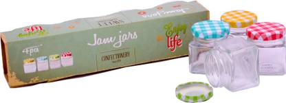 VNU Jam Jars Square Set Of 4 Glass Mason Jar