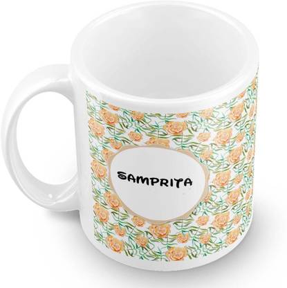 Posterchacha Samprita Floral Design Name Ceramic Coffee Mug