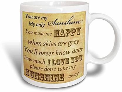 3dRose Vintage Songs You are My Sunshine Love Songs, 11-Ounce Ceramic Coffee Mug