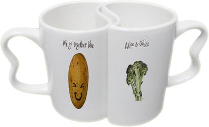 Ucard Valentines Day Aaloo Gobhi Love Couple Bone China, Ceramic, Porcelain Coffee Mug
