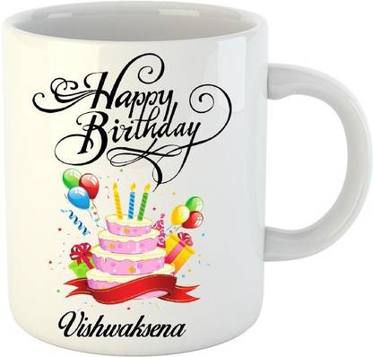 HUPPME Happy Birthday Vishwaksena White (350 ml) Ceramic Coffee Mug