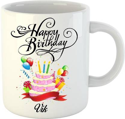 HUPPME Happy Birthday Vik White (350 ml) Ceramic Coffee Mug