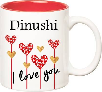 HUPPME I Love You Dinushi Inner Red (350 ml) Ceramic Coffee Mug