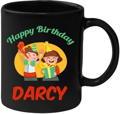 HuppmeGift Happy Birthday Darcy Black (350 ml) Ceramic Coffee Mug