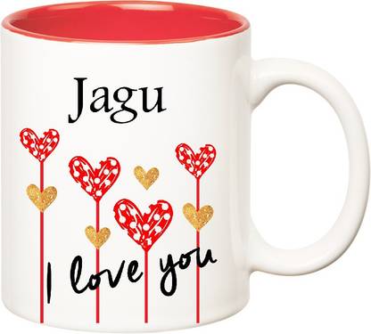HUPPME I Love You Jagu Inner Red (350 ml) Ceramic Coffee Mug