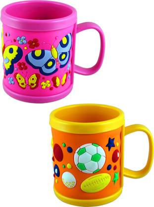 radius Colorful designed mugs for kids in set of two Plastic Coffee Mug