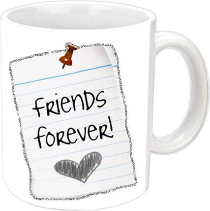 Jiya Creation1 Friends Forever Simple Sketch White Ceramic Coffee Mug