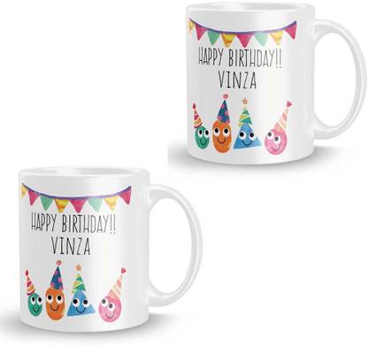 Posterchacha Vinza Personalised Custom Name Happy Birthday Gift Tea And Coffee For Gift Use Ceramic Coffee Mug